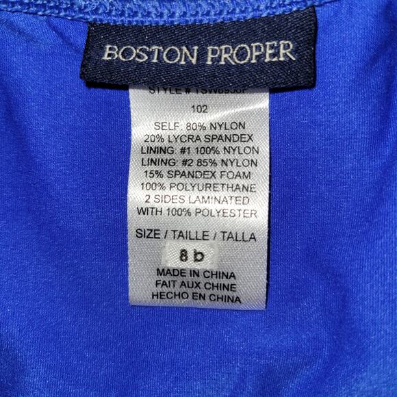 NWOT Boston Proper One-Piece Halter Swimsuit Underwire Cutout Back Size 8 Blue - Picture 6 of 12